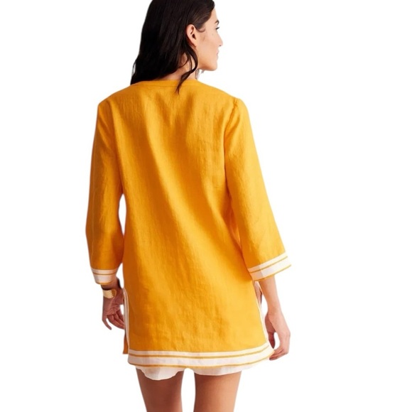 Boden Neck Detail Tunic Top Yellow Size 6 NWT - Picture 3 of 13